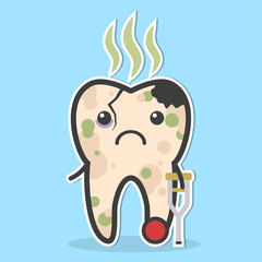 Unhealthy tooth concept