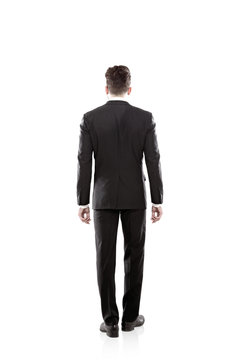 Isolated businessman back view