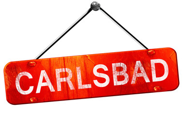 carlsbad, 3D rendering, a red hanging sign