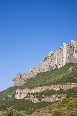 Fototapeta na wymiar View of mountains of Montserrat in Catalonia, Spain