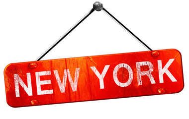 new york, 3D rendering, a red hanging sign