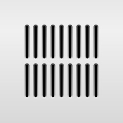 Abstract audio speaker template, dynamic with perforated grill pattern and white background for design elements, web, prints, apps, UI. Vector illustration.
