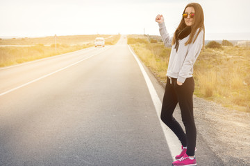 Fototapeta premium the girl on the road