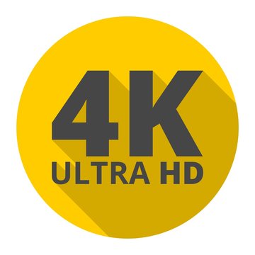 Ultra HD 4K icon with long shadow
