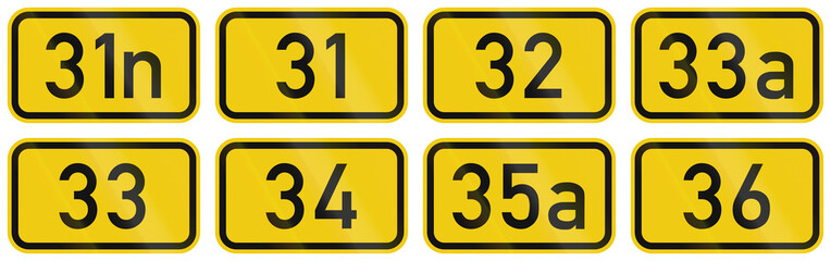 Collection of Numbered highway shields of German Bundesstrassen (Federal roads)