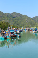 Fototapeta na wymiar Fisherman village in Pran Buri near Hua Hin, Thailand