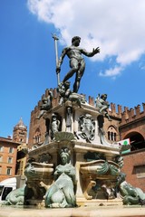 Bologna in Italy, Fountain of Neptune at Piazza Nettuno