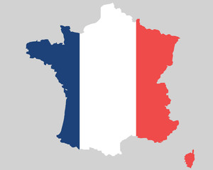 Vector France topographic map isolated on grey background. France flag. borders of country. Flat style design. French republic border contour. Original colors flag. G7 G8 member summit participant