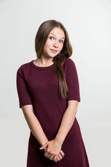 Fototapeta premium Surprised woman in dress