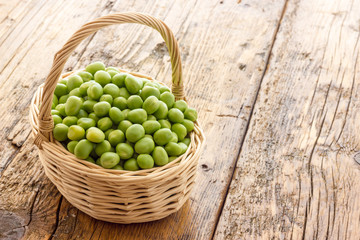 Bunch of biologic delicious green peas