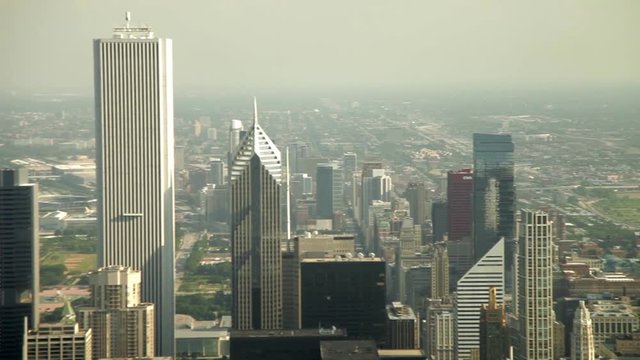Panorama attraverso il vetro a Chicago, Illinois, USA