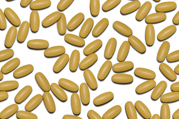 yellow pills medicine isolated on white
