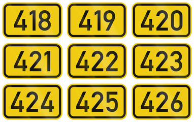 Collection of Numbered highway shields of German Bundesstrassen (Federal roads)