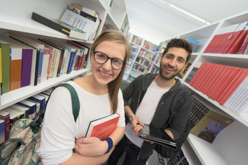 students group  in school  library