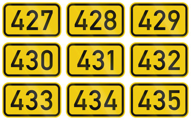 Collection of Numbered highway shields of German Bundesstrassen (Federal roads)