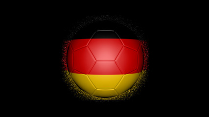 Fototapeta premium Fussball mit deutscher Nationalflagge und Partikeln