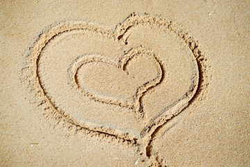 Love hearts valentines day on the beach