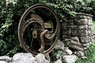 Rusty old agricultural farm chaff cutter