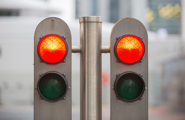 Traffic lights showing the Red