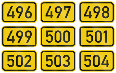Collection of Numbered highway shields of German Bundesstrassen (Federal roads)