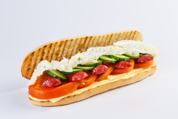 Papini with sausage on a white background.