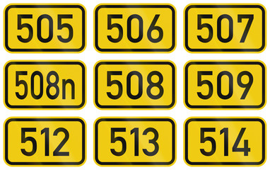 Collection of Numbered highway shields of German Bundesstrassen (Federal roads)