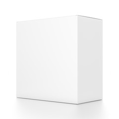 White rectangle blank box from side angle. 3D illustration isolated on white background.