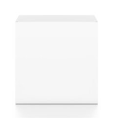 White rectangle blank box from top front angle. 3D illustration isolated on white background.