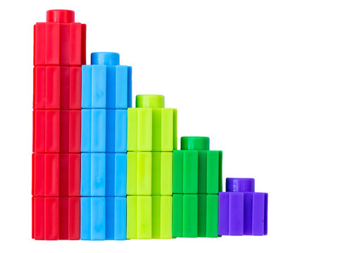 Colorful stacked toy plastic building blocks
