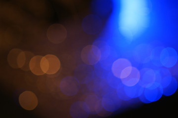 Dark colorful bokeh with blue light for nightlife concept
