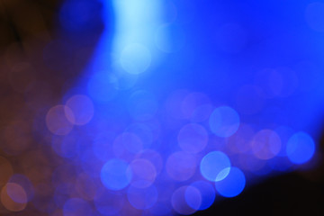 Dark colorful bokeh with blue light for nightlife concept