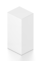 White vertical rectangle blank box from isometric angle. 3D illustration isolated on white background.