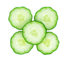 Fresh cucumber slice isolated on white background
