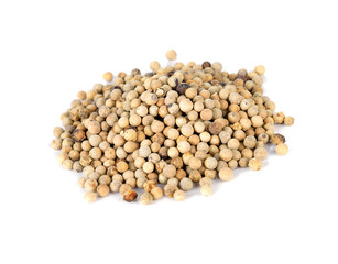 White pepper grains isolated on white background