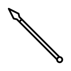 Medieval spear weapon with pointed head line art icon for games and websites