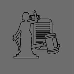 Law design. Justice icon. Grey background, vector illustration
