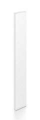 White tall thin vertical rectangle blank box from top front side angle. 3D illustration isolated on white background.