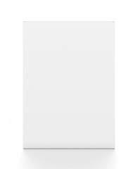 White vertical rectangle blank box from front angle. 3D illustration isolated on white background.