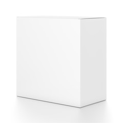 White rectangle blank box from side angle. 3D illustration isolated on white background.