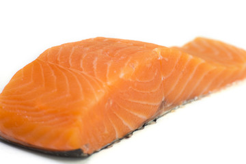 Close up of fresh salmon peace isolated