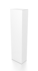 White tall vertical rectangle blank box from top side angle. 3D illustration isolated on white background.