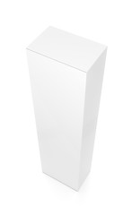 Naklejka premium White tall vertical rectangle blank box from top side angle, 3D illustration isolated on white background.
