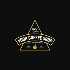 Coffee Shop Logo, Cup, beans, vintage style objects retro vector illustration.