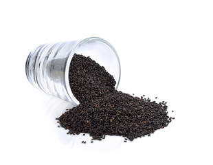 black sesame seeds  on white background