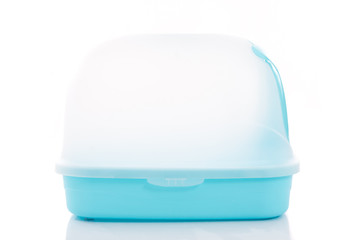 Cat litter box on white background