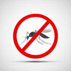Icon prohibitory sign with a mosquito. Stock vector illustration