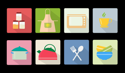 Kitchen icons in flat design