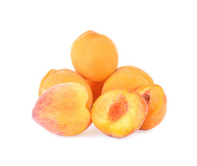 Yellow peach on white background