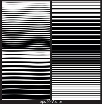 Set of seamless black wave lines