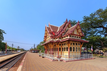 Fototapeta premium Royal pavilion at hua hin railway station, Prachuap Khiri Khan,